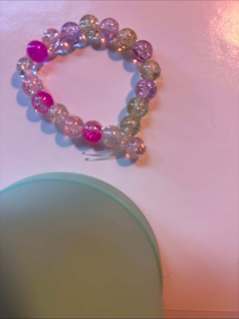 Kids Pink and Clear Beaded Stretch Bracelet - Brand